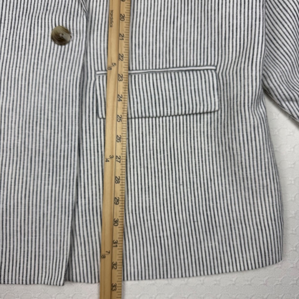 NWT Old Navy Double Breasted Linen Blend Striped Blazer Women 2X Charcoal Career - Picture 8 of 13